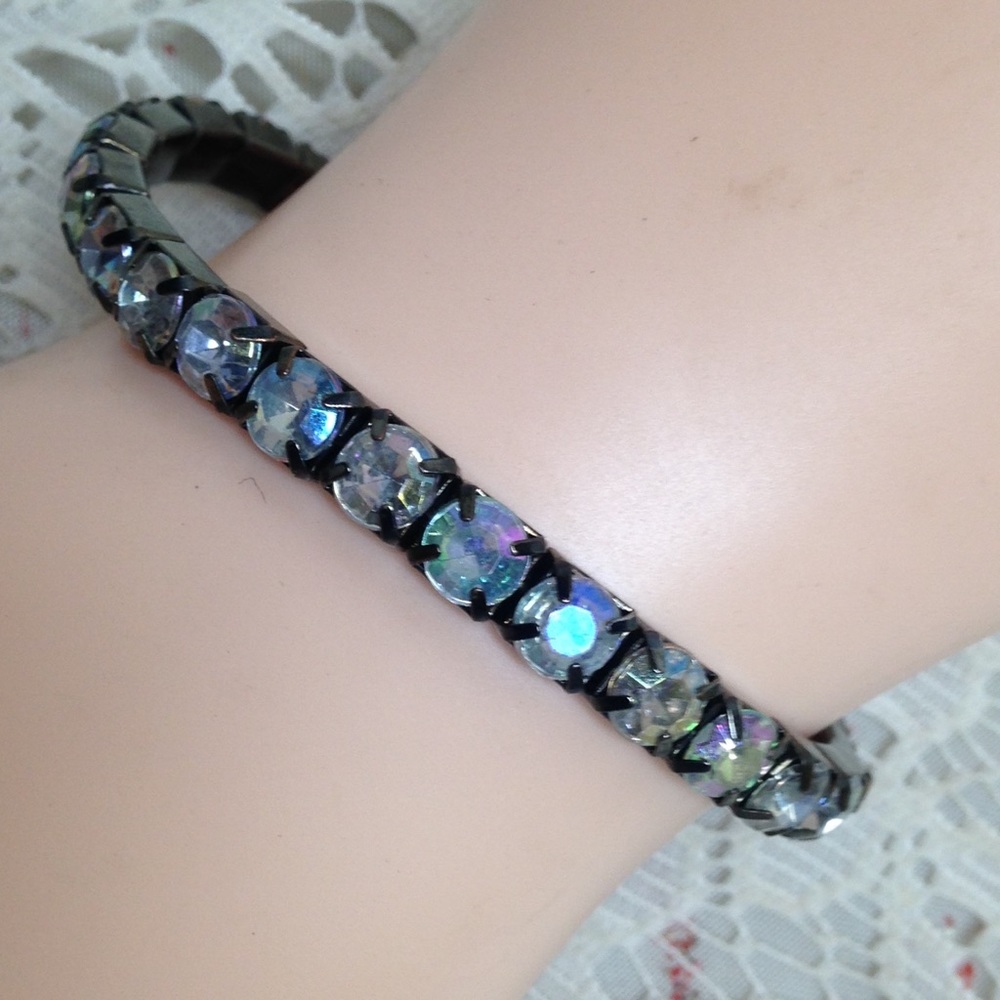3pc Multi-Color Rhinestone Stretchable Bracelets - image 4